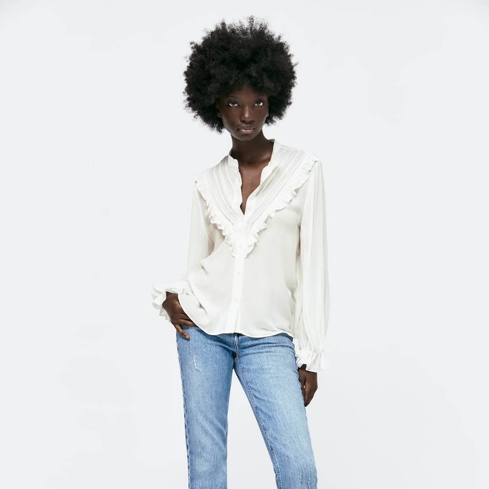 Zara ruffled pintuck shirt - Picture 6 of 9